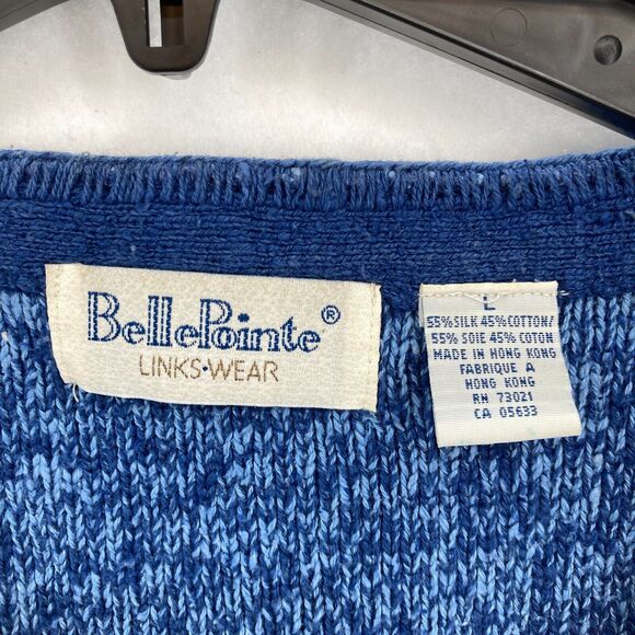 Belle Pointe Sweater Vest Women's Large Blue Striped Silk Blend Sleeveless Y2K - Picture 4 of 10